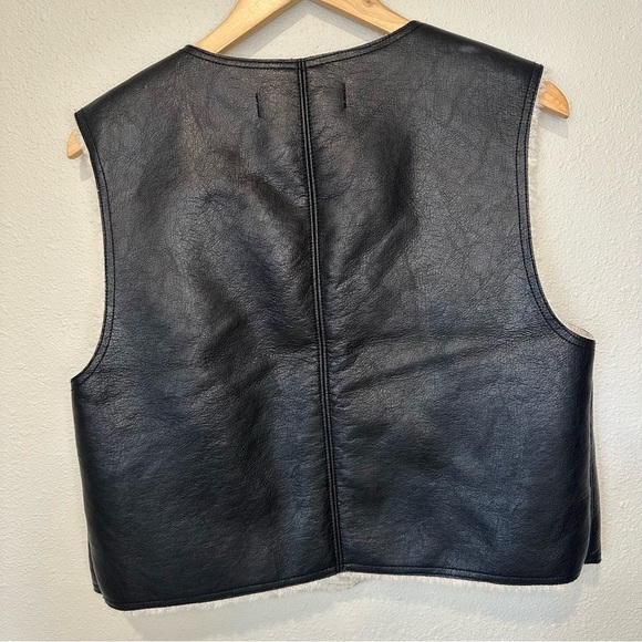 **NWT** Free People Travelers Black and White Women's Leather  Vest - Picture 11 of 16